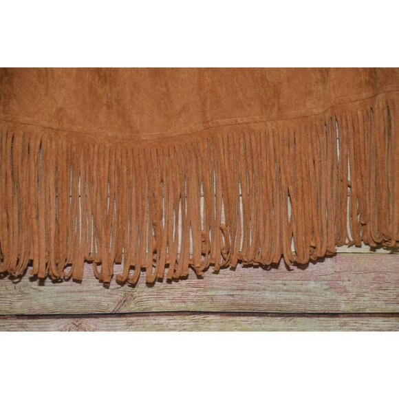 EASEL Lux & Soft Faux Suede Skirt V-Shape Layered Fringe Hem Western Rodeo - Picture 5 of 9